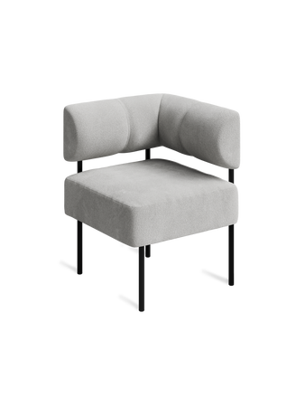 Gray armchair with black legs on a white background