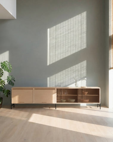 Tambour and glass sideboard 200