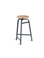 Treble Barstool H65 Black-light-oak brown leather-seat