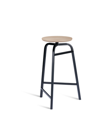 Treble Barstool H65 Black-light-oak wood-seat