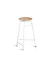 Treble Barstool H65 White-brown leather-seat